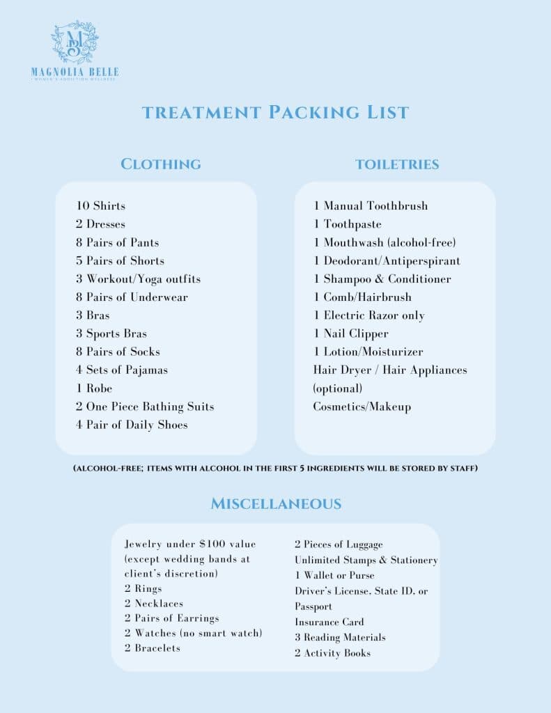 Magnolia Belle packing list